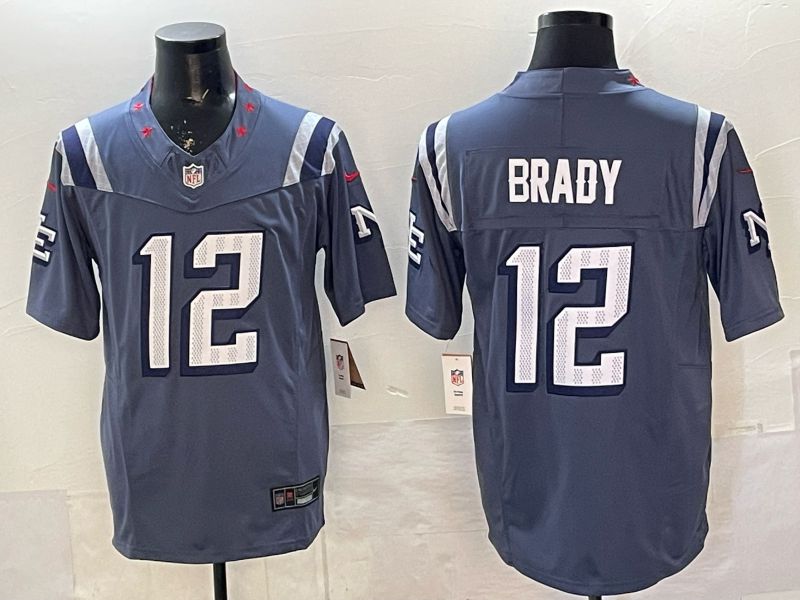 Men 2026 New England Patriots #12 Brady blue Throwback 5th generation Nike Limited NFL Jersey style 01208